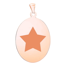 Load image into Gallery viewer, Sterling Silver 18K Pink Gold Finish Oval Disc Charm With Optional Engraving (.030&quot; thickness)
