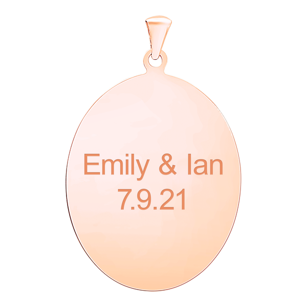 Sterling Silver 18K Rose Gold Finish Oval Disc Charm With Optional Engraving (.030" thickness)