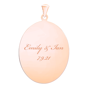 Sterling Silver 18K Pink Gold Finish Oval Disc Charm With Optional Engraving (.030" thickness)