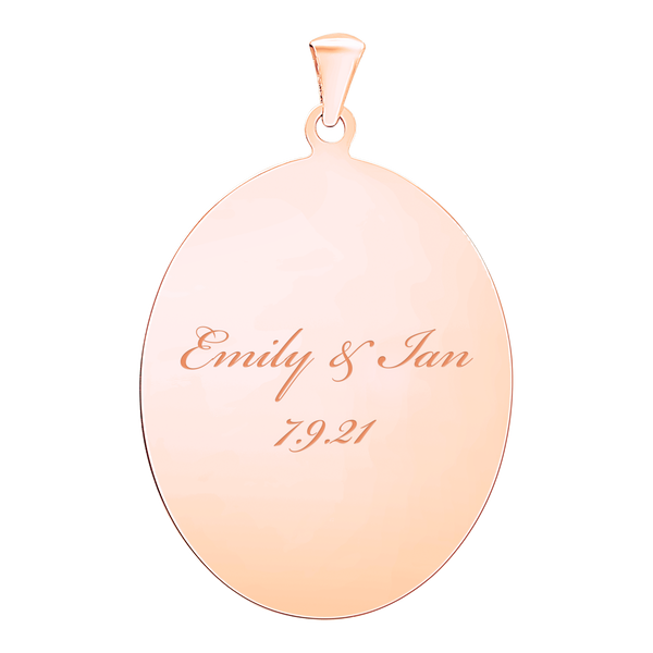 Sterling Silver 18K Rose Gold Finish Oval Disc Charm With Optional Engraving (.030" thickness)