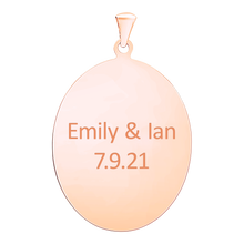 Load image into Gallery viewer, Sterling Silver 18K Pink Gold Finish Oval Disc Charm With Optional Engraving (.030&quot; thickness)
