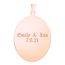 Load image into Gallery viewer, Sterling Silver 18K Pink Gold Finish Oval Disc Charm With Optional Engraving (.030&quot; thickness)
