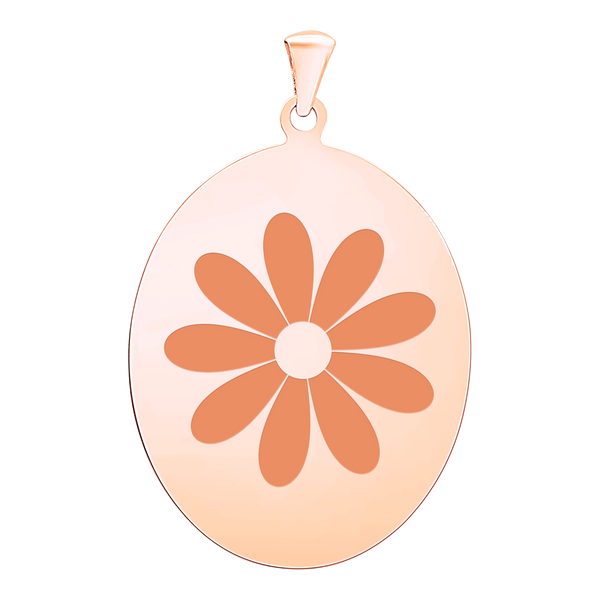 Sterling Silver 18K Rose Gold Finish Oval Disc Charm With Optional Engraving (.030" thickness)