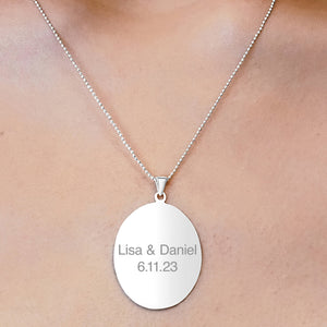 Sterling Silver Oval Disc Charm With Optional Engraving (.030" thickness)