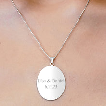 Load image into Gallery viewer, Sterling Silver Oval Disc Charm With Optional Engraving (.030&quot; thickness)
