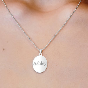 Sterling Silver Oval Disc Charm With Optional Engraving (.030" thickness)