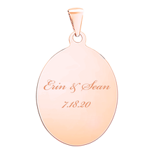 Load image into Gallery viewer, Sterling Silver 18K Pink Gold Finish Oval Disc Charm With Optional Engraving (.030&quot; thickness)
