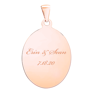 Sterling Silver 18K Pink Gold Finish Oval Disc Charm With Optional Engraving (.030" thickness)