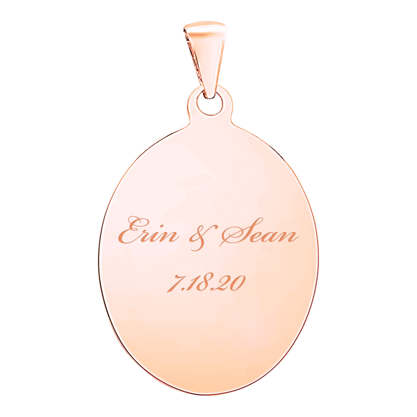 Sterling Silver 18K Rose Gold Finish Oval Disc Charm With Optional Engraving (.030" thickness)