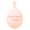 Sterling Silver 18K Rose Gold Finish Oval Disc Charm With Optional Engraving (.030" thickness)