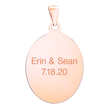 Load image into Gallery viewer, Sterling Silver 18K Pink Gold Finish Oval Disc Charm With Optional Engraving (.030&quot; thickness)
