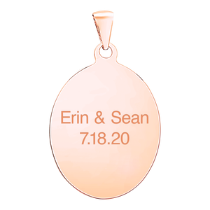 Sterling Silver 18K Pink Gold Finish Oval Disc Charm With Optional Engraving (.030" thickness)