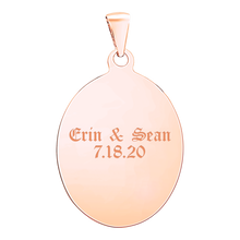 Load image into Gallery viewer, Sterling Silver 18K Pink Gold Finish Oval Disc Charm With Optional Engraving (.030&quot; thickness)
