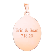 Load image into Gallery viewer, Sterling Silver 18K Pink Gold Finish Oval Disc Charm With Optional Engraving (.030&quot; thickness)
