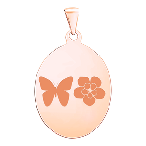 Sterling Silver 18K Pink Gold Finish Oval Disc Charm With Optional Engraving (.030" thickness)