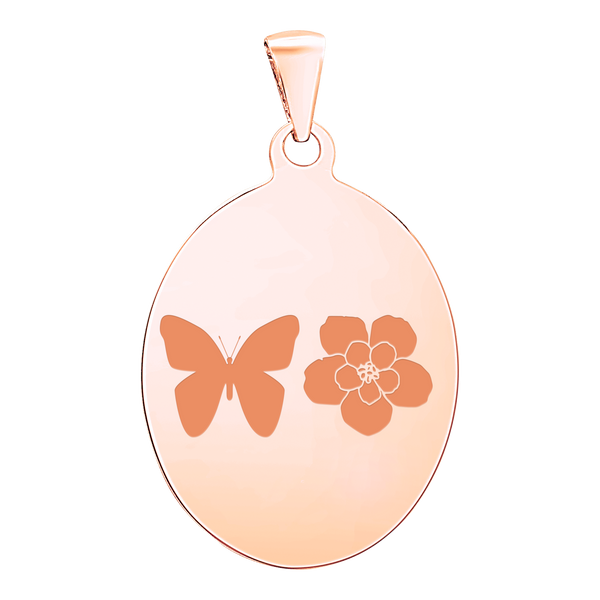 Sterling Silver 18K Rose Gold Finish Oval Disc Charm With Optional Engraving (.030" thickness)
