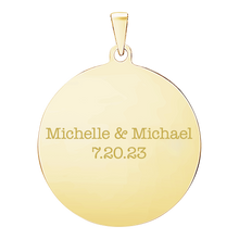 Load image into Gallery viewer, Sterling Silver 18K Yellow Gold Finish Round Disc Charm With Optional Engraving (.030" thickness)
