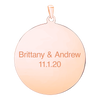 Sterling Silver 18K Rose Gold Finish Round Disc Charm With Optional Engraving (.030" thickness)