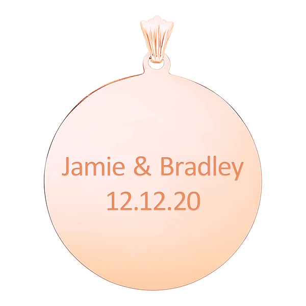 Sterling Silver 18K Rose Gold Finish Round Disc Charm With Optional Engraving (.030" thickness)