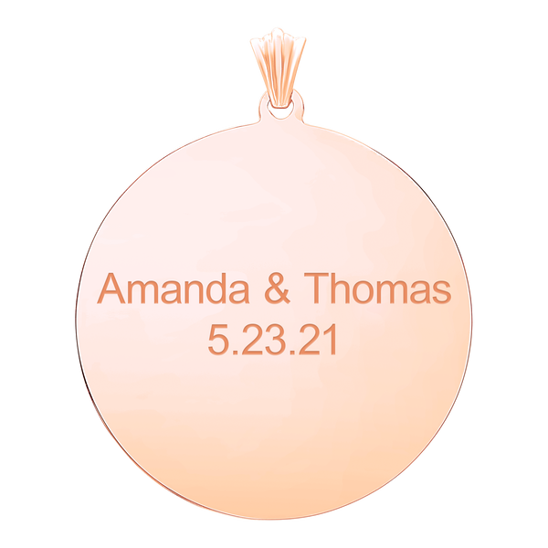 Sterling Silver 18K Rose Gold Finish Round Disc Charm With Optional Engraving (.030" thickness)