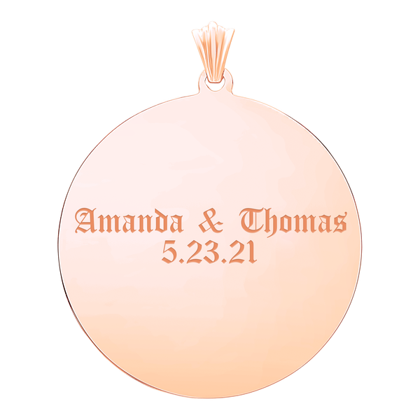 Sterling Silver 18K Rose Gold Finish Round Disc Charm With Optional Engraving (.030" thickness)