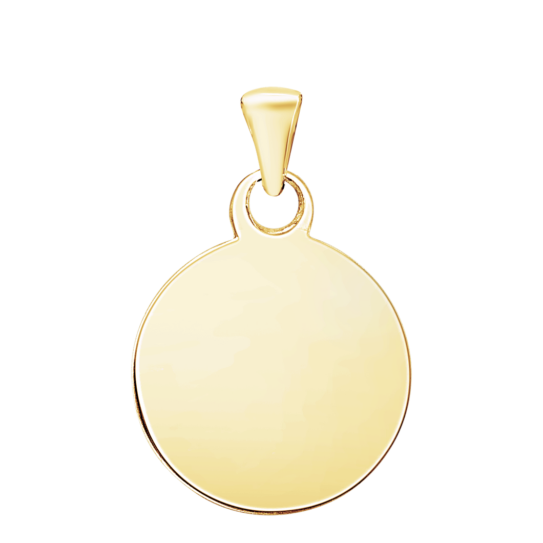 14K Yellow Gold Round Disc Charm With Optional Engraving (.025