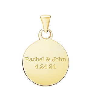 Sterling Silver 18K Yellow Gold Finish Round Disc Charm With Optional Engraving (.030" thickness)