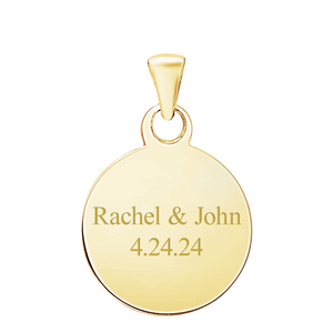 Sterling Silver 18K Yellow Gold Finish Round Disc Charm With Optional Engraving (.030" thickness)