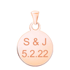 Sterling Silver 18K Rose Gold Finish Round Disc Charm With Optional Engraving (.030" thickness)