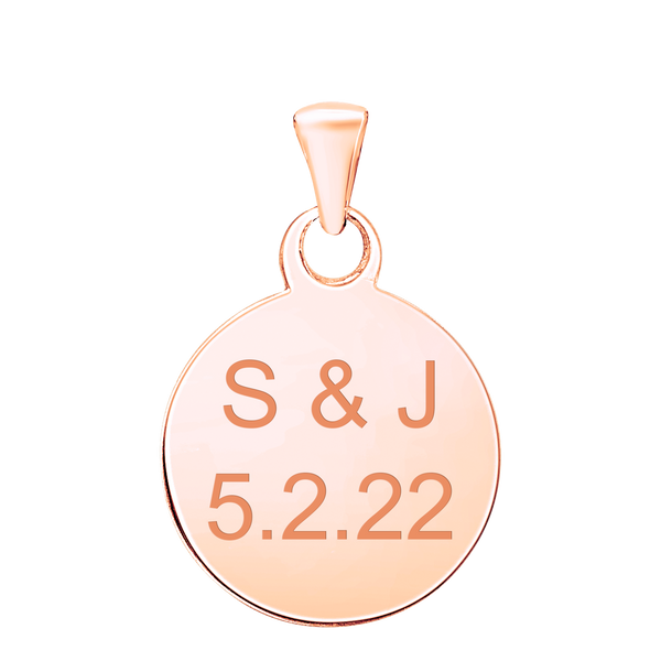 Sterling Silver 18K Rose Gold Finish Round Disc Charm With Optional Engraving (.030" thickness)