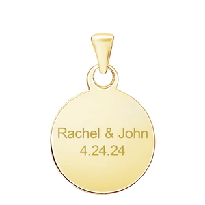 Sterling Silver 18K Yellow Gold Finish Round Disc Charm With Optional Engraving (.030" thickness)