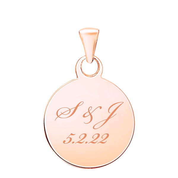 Sterling Silver 18K Rose Gold Finish Round Disc Charm With Optional Engraving (.030" thickness)