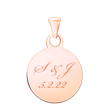 Load image into Gallery viewer, 14K Pink Gold Round Disc Charm With Optional Engraving (.025&quot; thickness)
