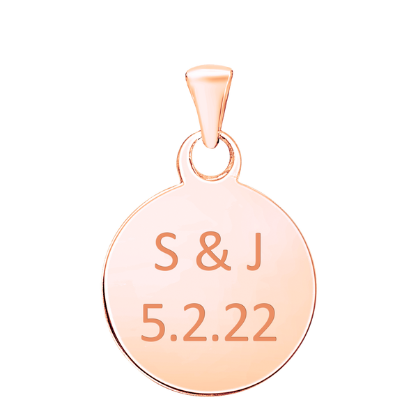 Sterling Silver 18K Rose Gold Finish Round Disc Charm With Optional Engraving (.030" thickness)