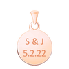 Sterling Silver 18K Rose Gold Finish Round Disc Charm With Optional Engraving (.030" thickness)