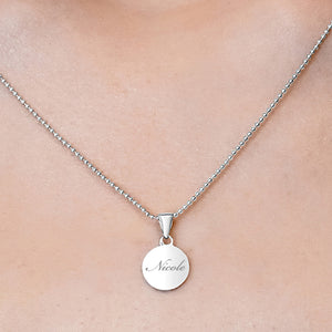 14K White Gold Round Disc Charm With Optional Engraving (.025" thickness)