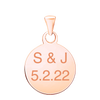Sterling Silver 18K Rose Gold Finish Round Disc Charm With Optional Engraving (.030" thickness)