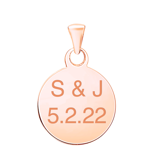 Sterling Silver 18K Rose Gold Finish Round Disc Charm With Optional Engraving (.030" thickness)