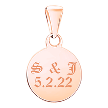 Load image into Gallery viewer, 14K Pink Gold Round Disc Charm With Optional Engraving (.025&quot; thickness)
