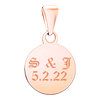 Sterling Silver 18K Rose Gold Finish Round Disc Charm With Optional Engraving (.030" thickness)