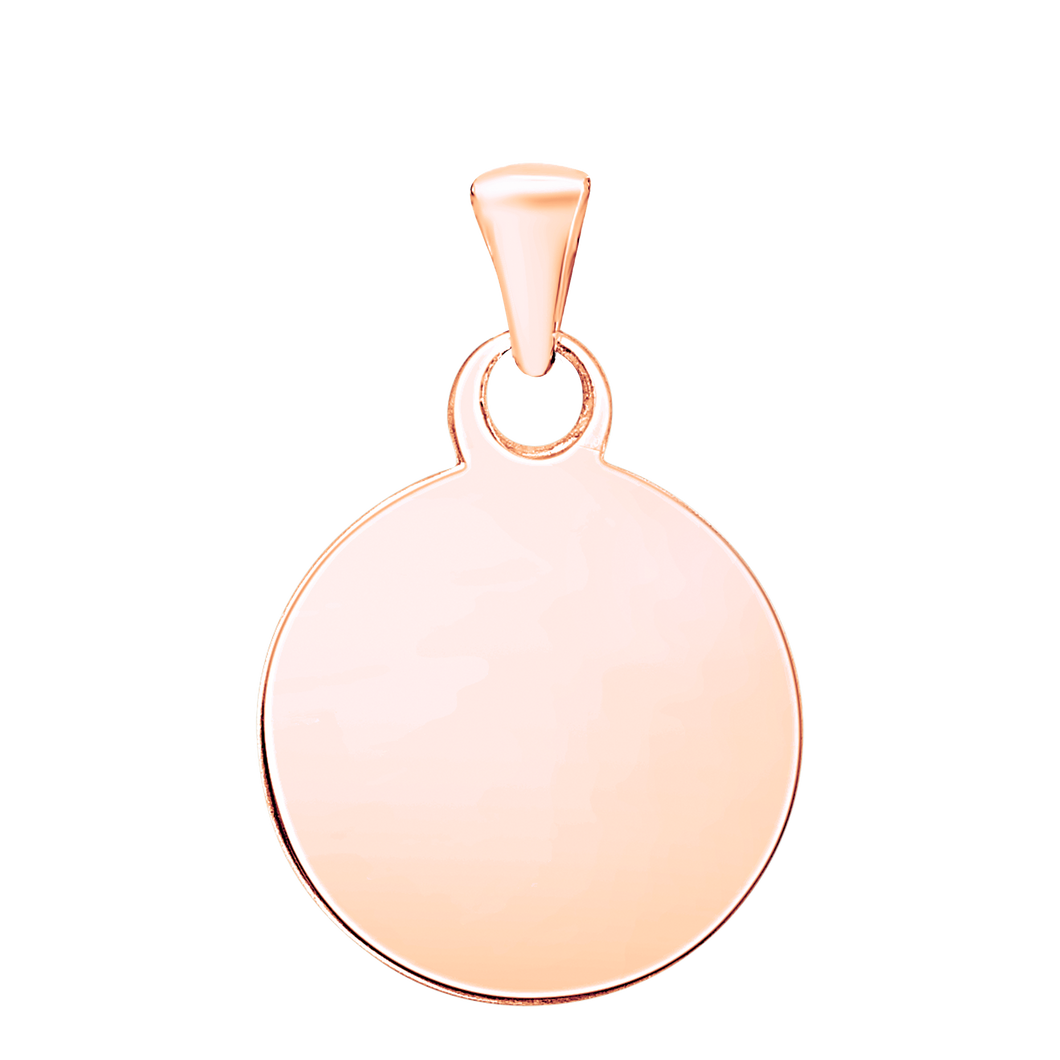 14K Pink Gold Round Disc Charm With Optional Engraving (.025