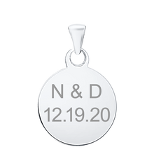 Load image into Gallery viewer, 14K White Gold Round Disc Charm With Optional Engraving (.025" thickness)
