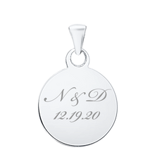 Load image into Gallery viewer, 14K White Gold Round Disc Charm With Optional Engraving (.025" thickness)
