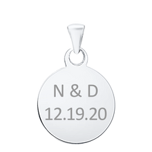 Load image into Gallery viewer, 14K White Gold Round Disc Charm With Optional Engraving (.025" thickness)
