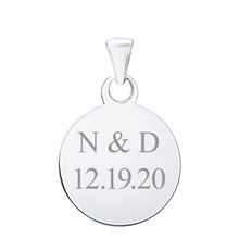 Load image into Gallery viewer, 14K White Gold Round Disc Charm With Optional Engraving (.025&quot; thickness)

