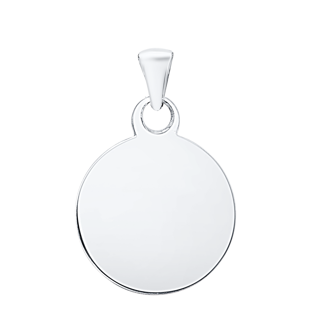 14K White Gold Round Disc Charm With Optional Engraving (.025