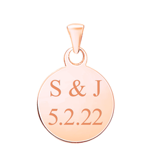 Load image into Gallery viewer, 14K Pink Gold Round Disc Charm With Optional Engraving (.025&quot; thickness)
