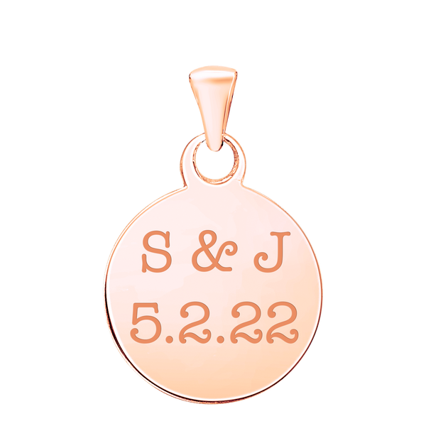 Sterling Silver 18K Rose Gold Finish Round Disc Charm With Optional Engraving (.030" thickness)