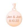 Sterling Silver 18K Rose Gold Finish Round Disc Charm With Optional Engraving (.030" thickness)