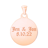 Sterling Silver 18K Rose Gold Finish Round Disc Charm With Optional Engraving (.030" thickness)
